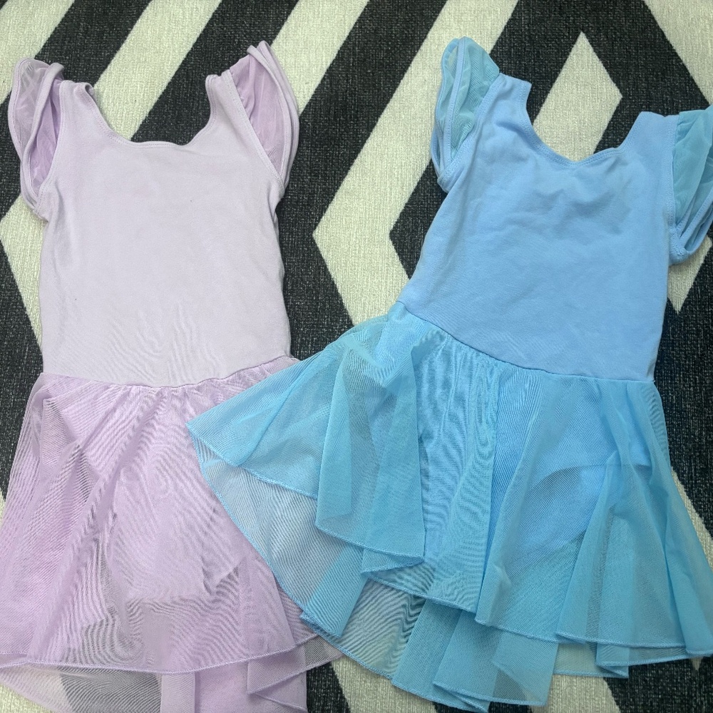 Dance Leotards with Tutu Skirt | Child XS | Purple & Blue (Lot)